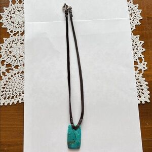 Sundance Turquoise Pendant on Dark Brown Cord